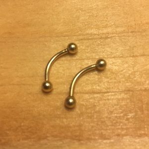 ⚡️Two Solid 14k Yellow Gold Curved Barbells⚡️